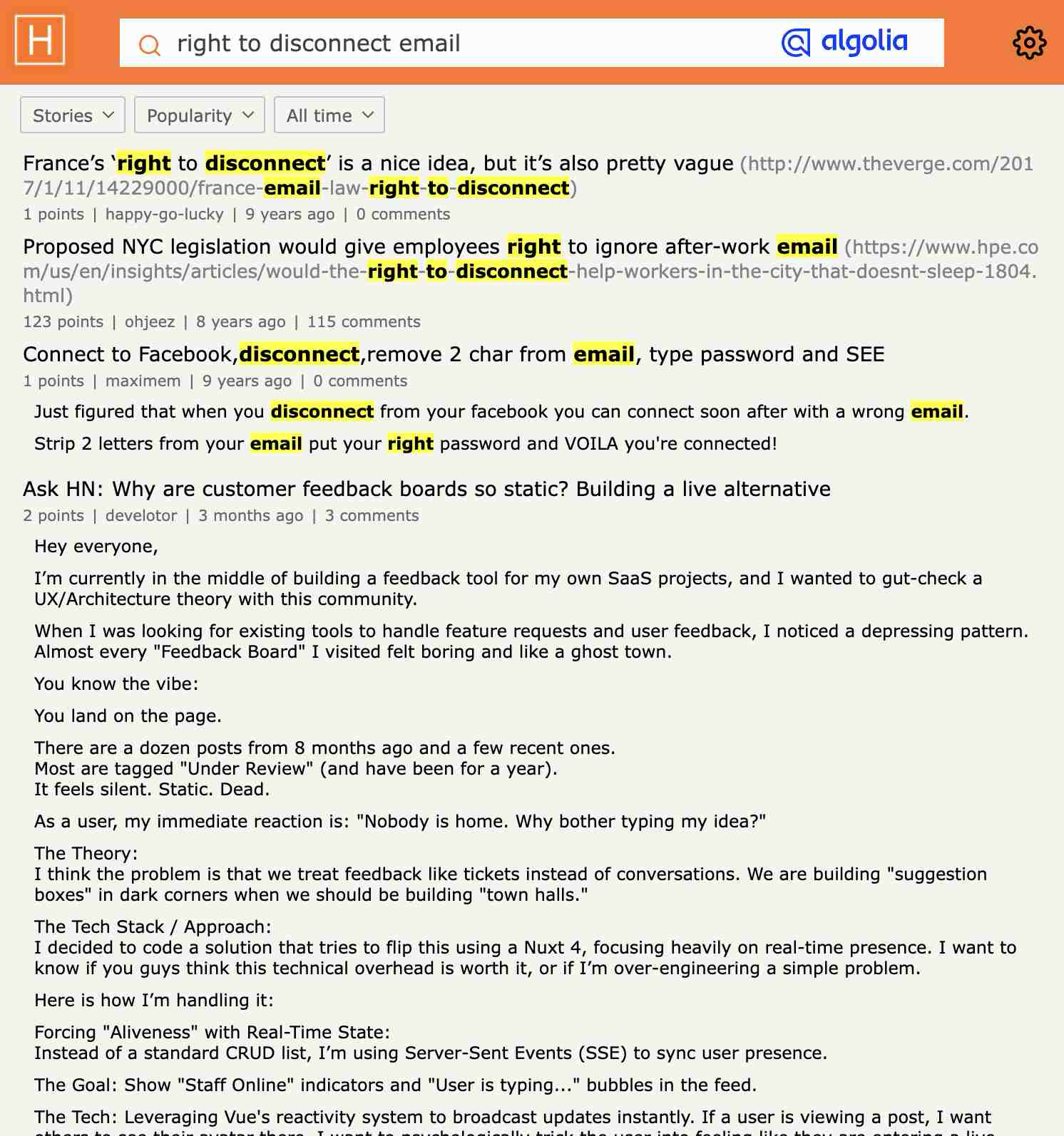 Hacker News discussions about right-to-disconnect laws — the policy is well-known, the cultural enforcement is not.
