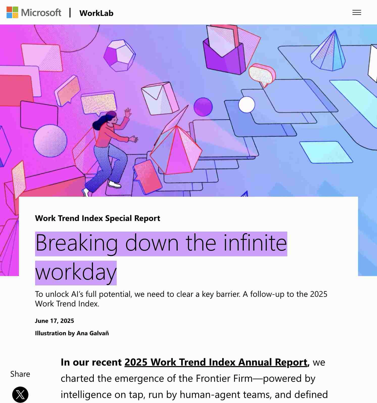 Microsoft's 2025 Work Trend Index special report — the source for the 275-interruption number.